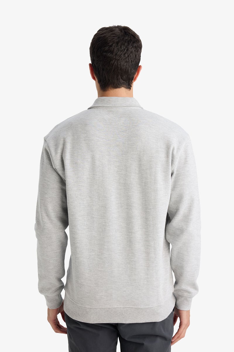 DeFacto Grey Man Sweatshirt Casual - Image 5